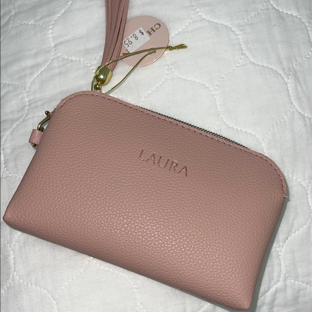 Pink Leather Wristlet